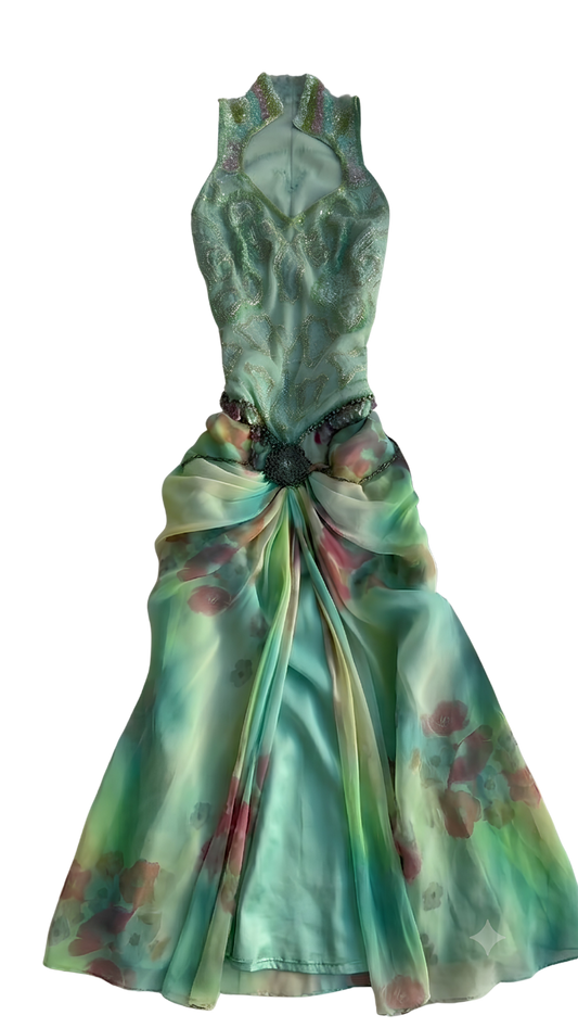 Draped Floral Dress